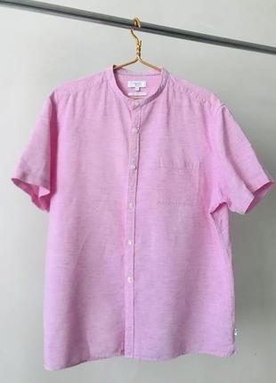 Шикарна лляна сорочка next, рожевого кольору, розмір xl-xxl