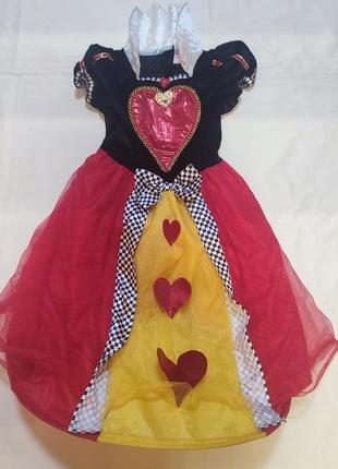 Карнавальное маскарадные платье королева сердец красная королева