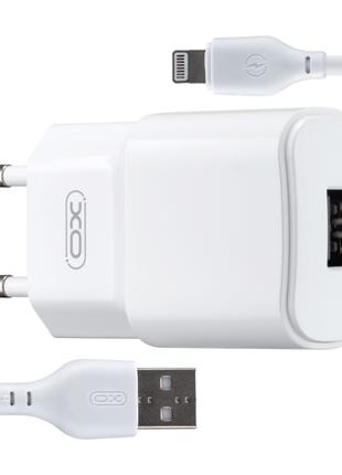 СЗУ XO L73 EU 2.4A Single port charger with apple cable White
