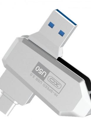 Флеш-накопичувач XO U50 32GB Type-c to USB OTG Silver