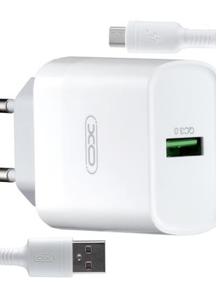 СЗУ XO L63 15W FAST EU QC3.0 charger with micro cable White