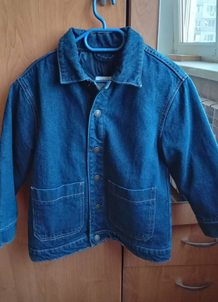 Джинсовая куртка для мальчика zara, 128-134 - c утеплителем, к...