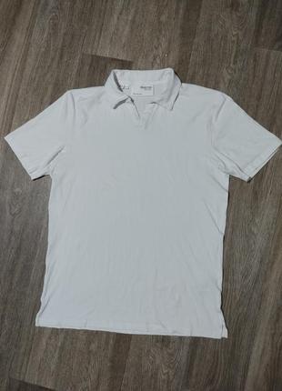 Мужская белая футболка / selected homme / поло / мужская одежда /