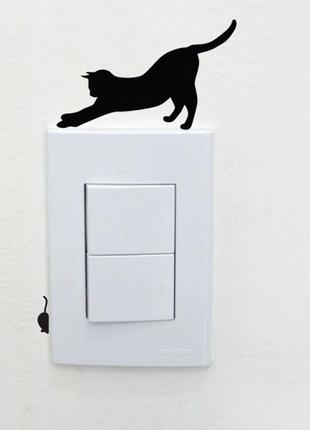 Наклейка на переключатель "Кот с мышей" - 13*5см