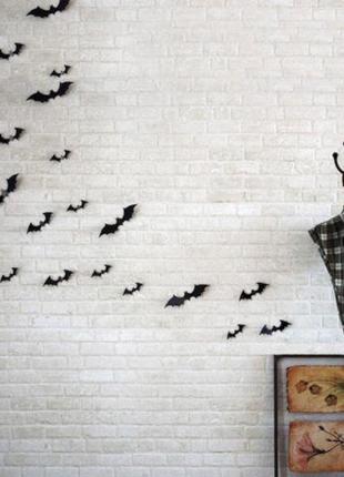 Летучие мыши на Хэллоуин черные - в наборе 12шт. разных размер...