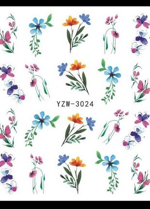 Наклейки для ногтей "Цветочки" YZW-3024