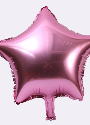 Фольгований рожевий кулька зірка - 45см (без гелію)