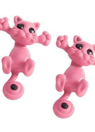 Детские серьги "Коты", светло-розовые, размер 2см, материал сплав