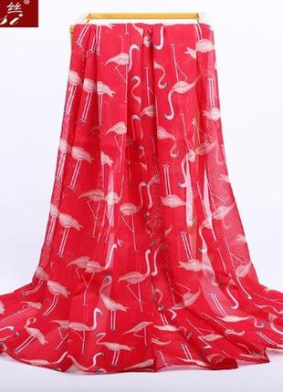 Женский шарф с фламинго, красный - размер шарфа приблизительно...
