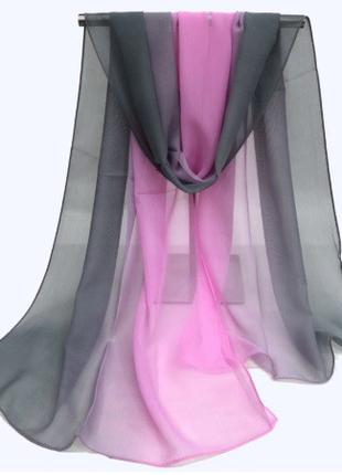 Женский шарф розовый + серый, (серый идет светлее, чем на фото...