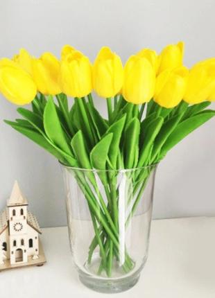 Искусственные тюльпаны 5 штук 34 см желтый