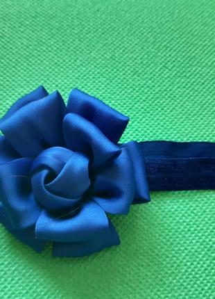 Повязка для ребенка синего цвета - цветок 7см, размер универса...