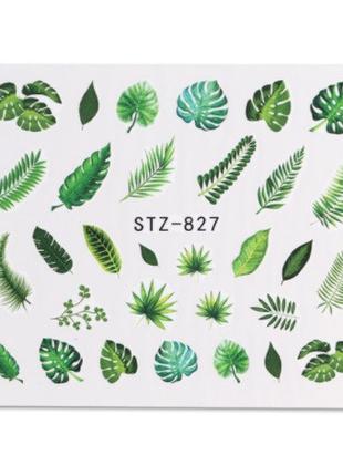 На ногти наклейки зеленые листья - размер наклейки 6*5см, инст...