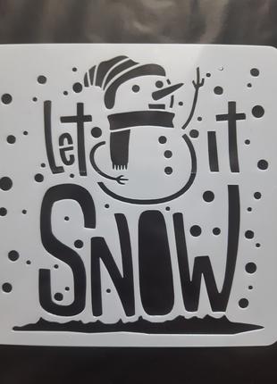 Снеговик на окно трафарет новогодний - размер трафарета 15*15с...