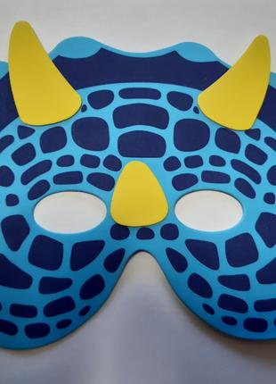 Детская карнавальная маска голубая - размер 15*21см, пена