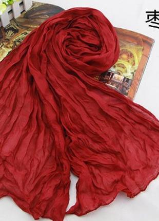Женский шарфик бордовый - размер шарфа 170*40см, хлопок, полиэ...