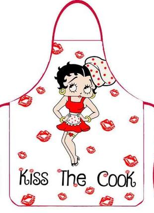 Фартук с приколом kiss the cook 75 на 60 см разноцветный