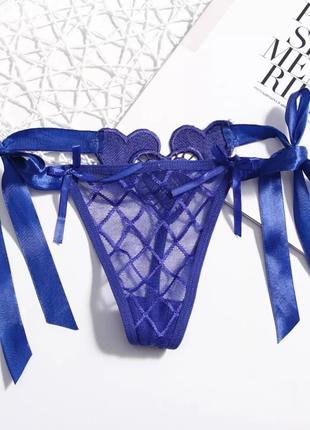 Интимные трусики синие - размер универсальный, на завязках