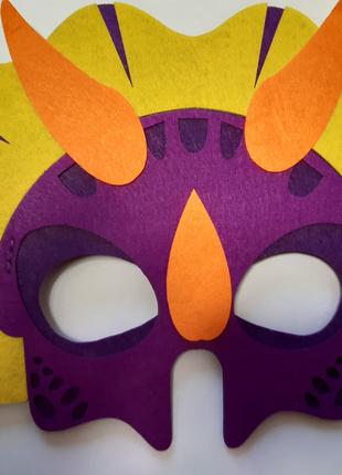 Дитяча карнавальна маска різнобарвна - розмір 14*21см, текстиль