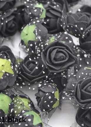 Набор черных цветочков с фатином - 50шт. (размер одного цветка...