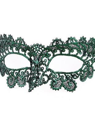 Ажурная маска на лицо карнавальная 22 на 7 см зеленый