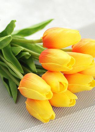Искусственные тюльпаны для декора 5 штук оранжевый