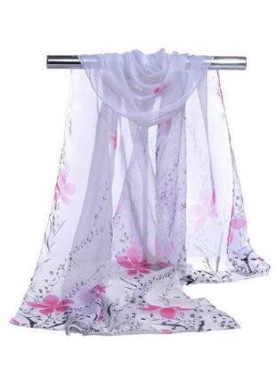 Женский шарф с розовыми цветочками - размер шарфа приблизитель...