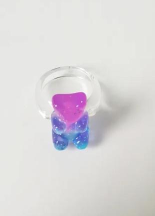 Кольцо с мишкой двухцвеное для детей 4,5 см разноцветный