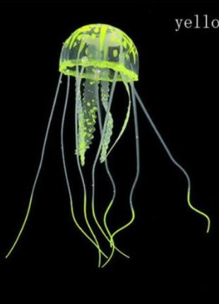 Медуза в аквариум силиконовая 65 на 14 мм желтый
