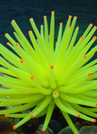 Декор для аквариума желтый "Морской еж" - диаметр 7см, силикон...