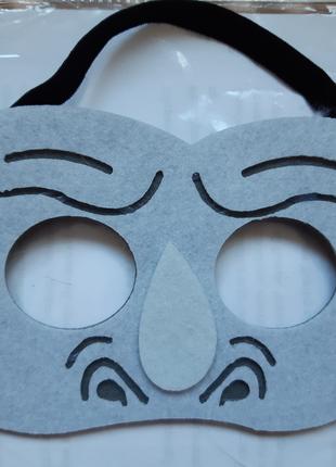 Дитяча маска карнавальна - розмір 11*18см, текстиль, на гумці