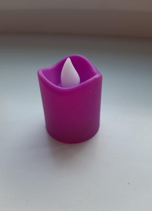 Новорічний декор Свічка фіолетова пластик