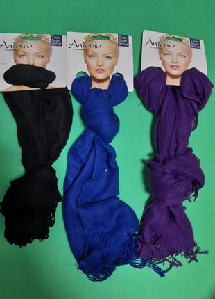 Шарфики женские набор из 3-х штук (фиолетовый, синий, черный) ...