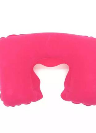 Дорожная подушка розовая - размер в спущенном виде 40*25см