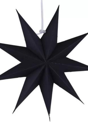 Картонная звезда черная матовая - диаметр 30см, девятиконечная