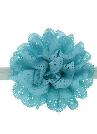 Повязка для младенцев голубая - размер цветка около 10см, окру...