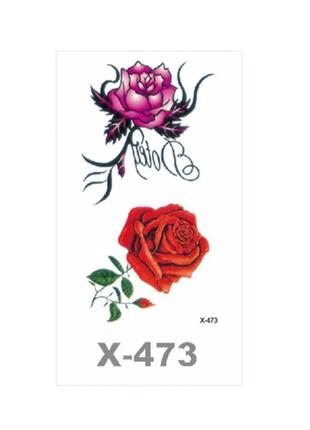 Переводная татуировка на тело "Розы" - размер стикера 10*6см