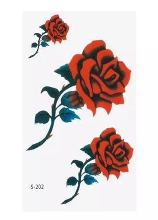Переводная татуировка "Три розы" - размер стикера 10*6см