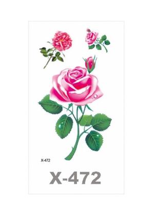 Переводная татуировка "Розы" - размер стикера 10*6см, одноразовое