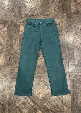 Зеленые джинсы benetton, плотные. размер 38 (s)