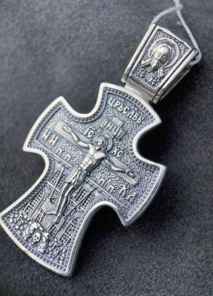 Серебряный массивный православный крест с распятием и николай ...