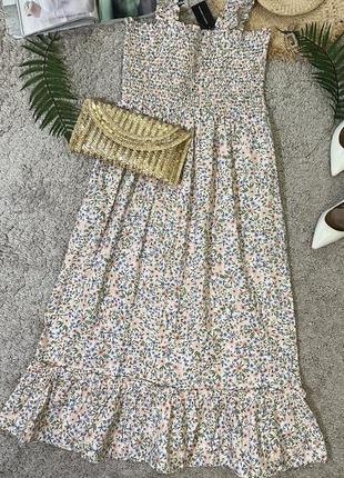 Літня сукня міді у квітковий принт №146