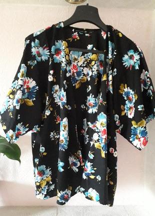 Женский шифоновый кардиган кимоно накидка пиджак в цветочный п...
