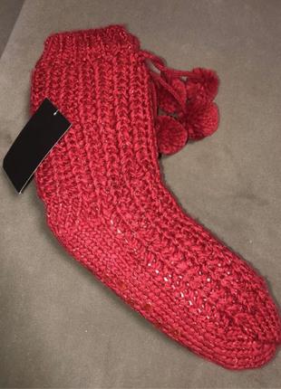 Зимние красные теплые носки тапочки новые