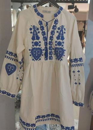 Колоритное платье вышиванка, платье миди в этническом стиле, п...
