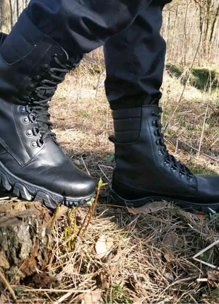 Військове взуття берци демісезонні чоловічі жіночі шкіряні чорні