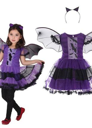 Детский карнавальный костюм платье на девочку Летучая мышка Хэ...