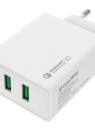 Зарядное устройство ColorWay 2USB Quick Charge 3.0 (36W) (CW-C...