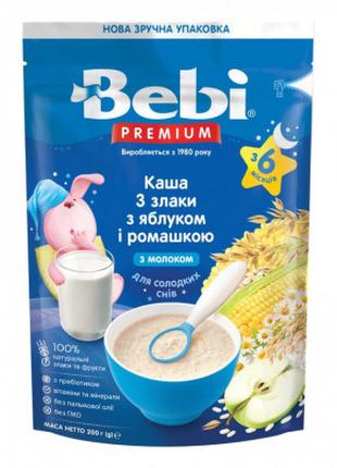 Детская каша Bebi Premium молочная 3 злака из яблок. ромаш. +6...