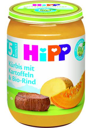 Детское пюре HiPP Organic Гарбуз та картопля з яловичиною, 190...